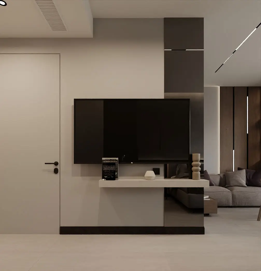 Luxury room with smart TV and modern minimalist decor